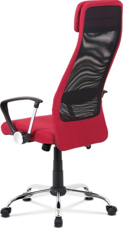 Kancelářská židle, bordó látka, černá MESH, houpací mech, kříž chrom