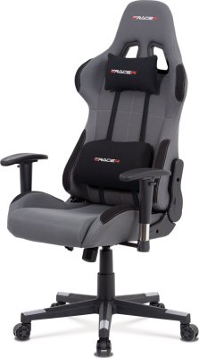 Kancelářská židle houpací mech., šedá + černá látka, plast. kříž