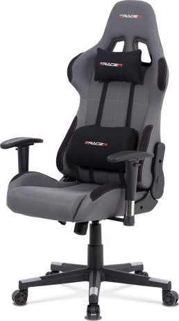 Kancelářská židle houpací mech., šedá + černá látka, plast. kříž
