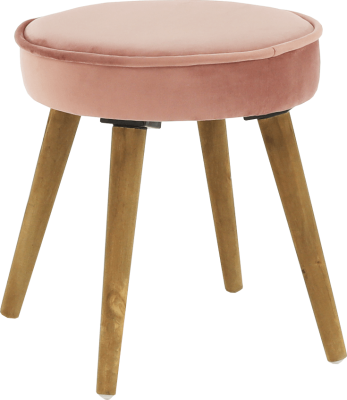 Taburet SAIDA, růžová Velvet látka / hnědá