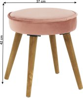 Taburet SAIDA, růžová Velvet látka / hnědá