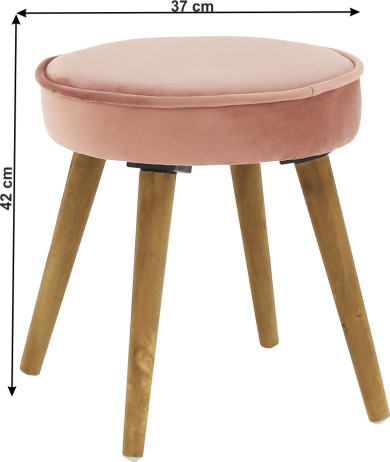 Taburet SAIDA, růžová Velvet látka / hnědá